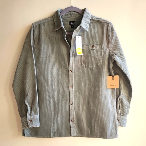 Bixby Nomad Button-down Corduroy Shirt size 14 girls Sage green - Picture 1 of 4
